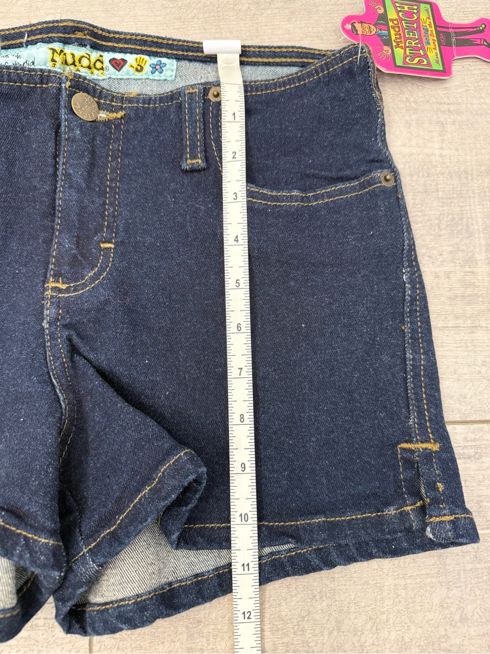 NWT Y2K Mudd Dark Wash Denim Shorts Size 11 Juniors / Women's New Vintage Stock - Picture 7 of 9